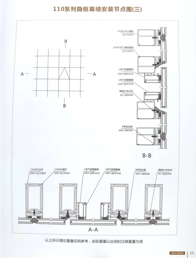 110系列隱框幕墻安裝節(jié)點圖（三）